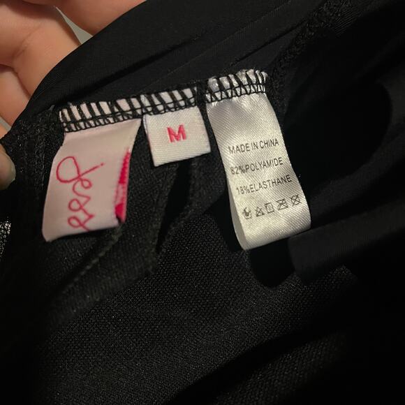 Jess Lea Polka Dot Mesh One Piece Swimsuit Black Size Medium New With Tags - Picture 4 of 7